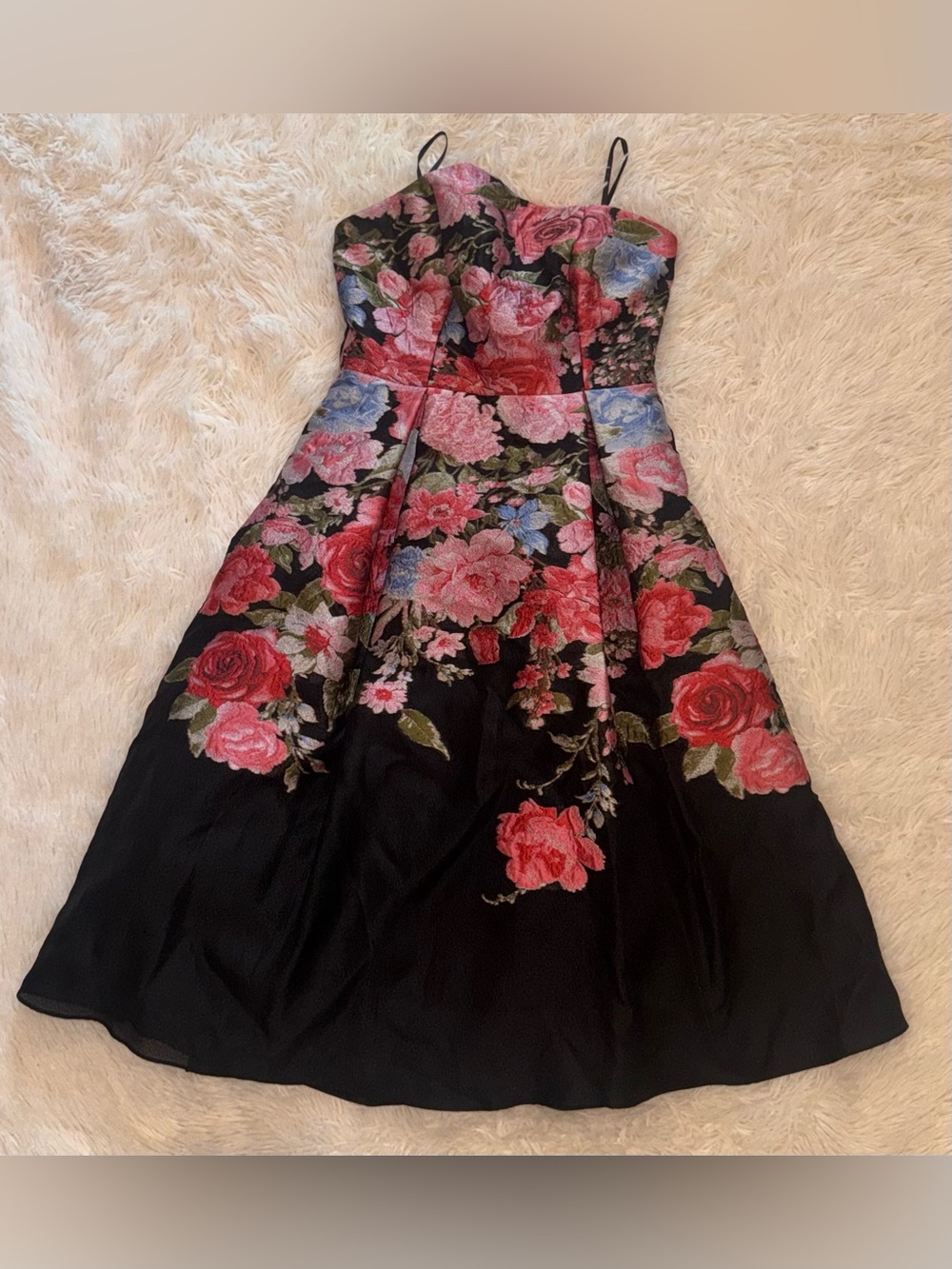 NEW Eliza J Pleated Strapless Jacquard Floral Dress sz 6 - Picture 5 of 11